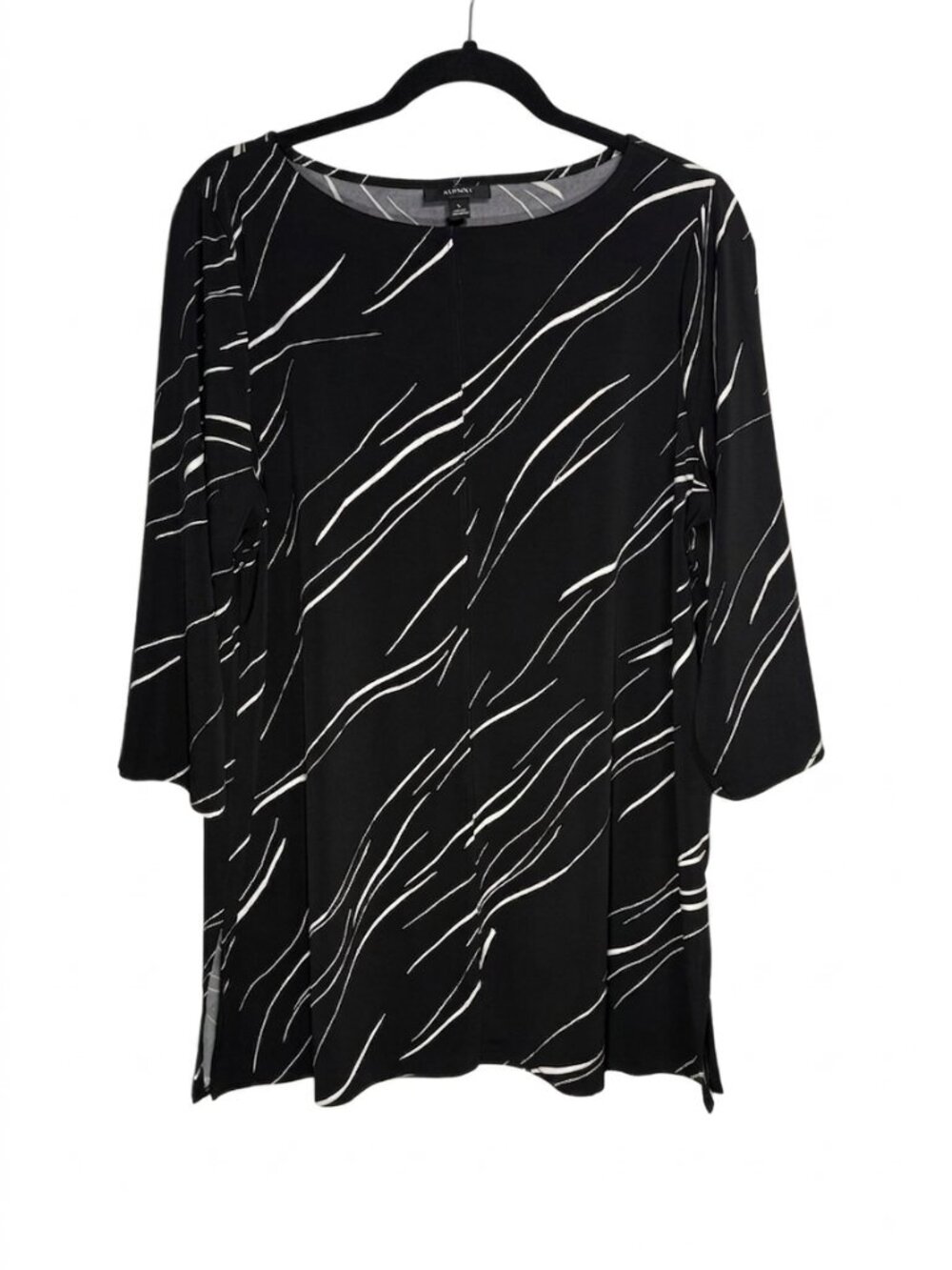 Alfani Black White Abstract Swirl Tunic Top / L